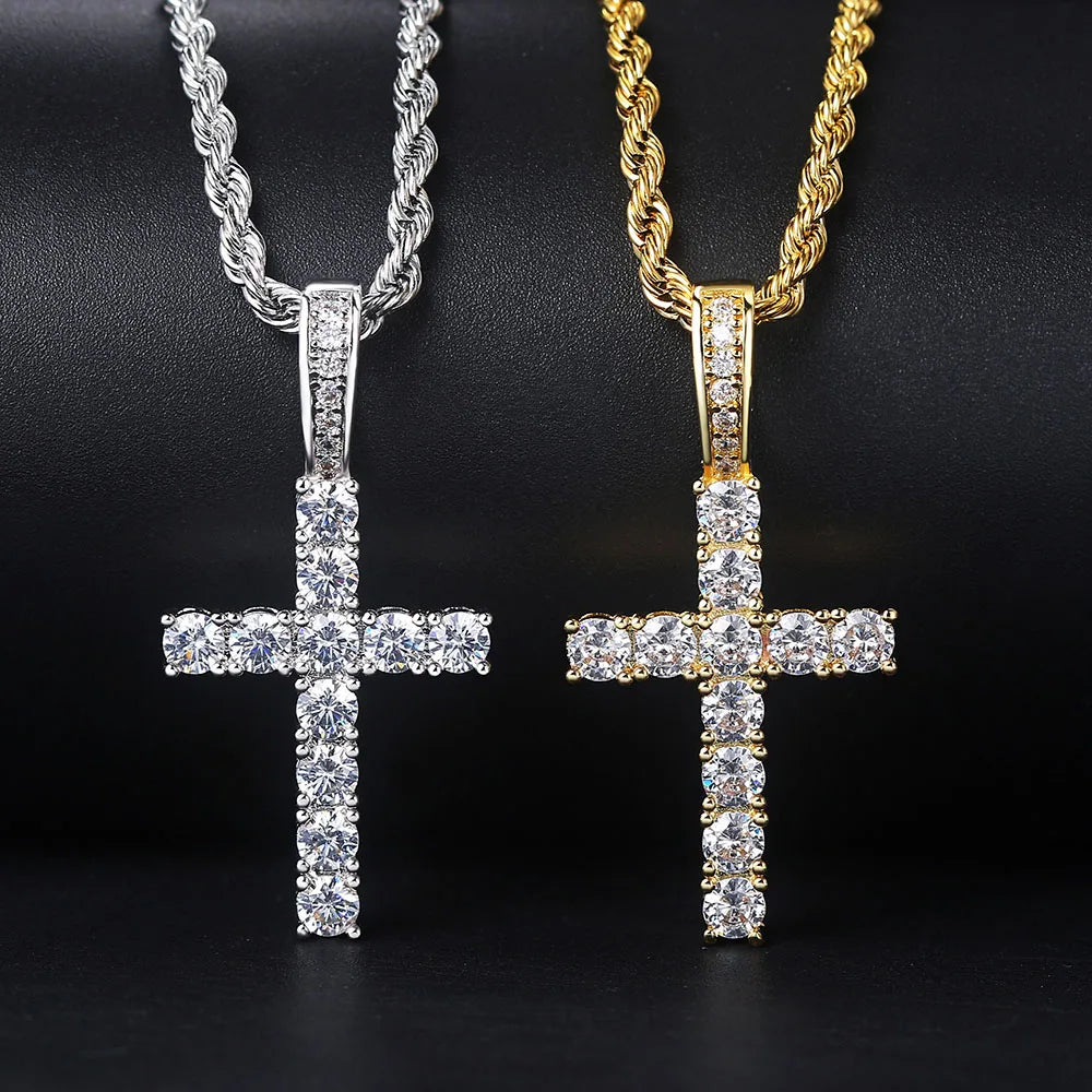 Hip Hop Cross Pendant Necklace for Women & Men - Image 3