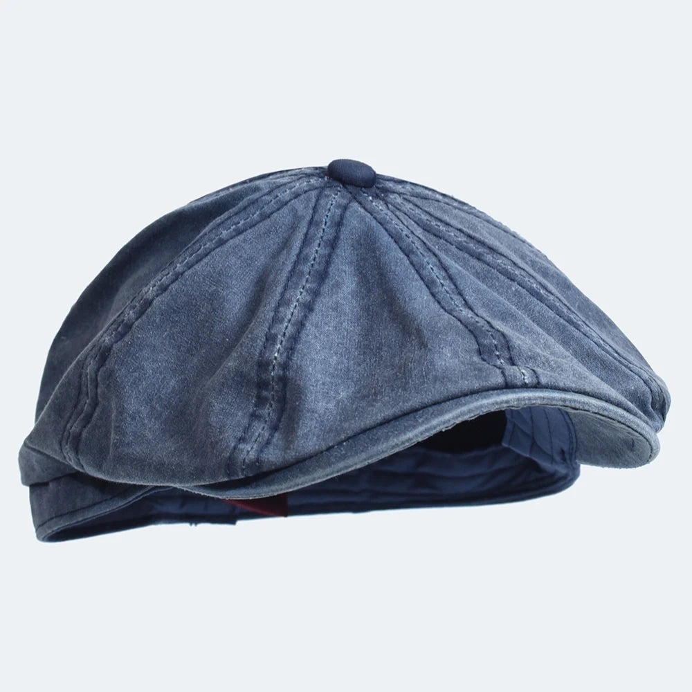 Washed Cotton Newsboy Cap – Vintage Peaky Octagonal Flat Ivy Hat for Men & Women - Image 3