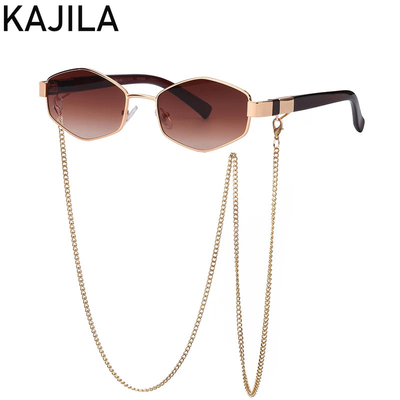 Sexy Hexagon Sunglasses with Chain – 2025 Luxury Designer Punk Shades for Women - Image 12