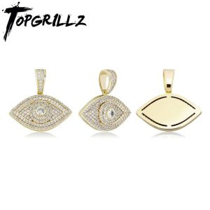 TOPGRILLZ Evil Eye Pendant Necklace – Iced Out Cubic Zirconia Hip Hop Fashion Jewelry for Men & Women