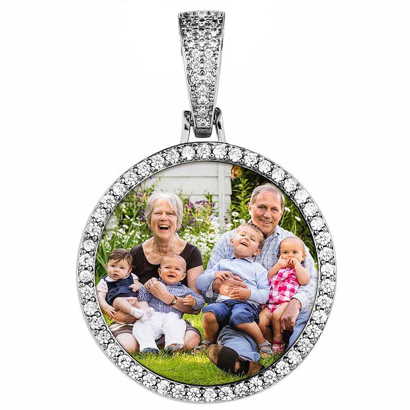 Custom Photo Round Medallion Pendant – Personalized Hip Hop Necklace with Engraved Name & Zircon Chain - Image 11