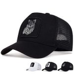 Unisex Wolf Embroidery Mesh Baseball Cap – Adjustable Outdoor Hat for Spring & Summer