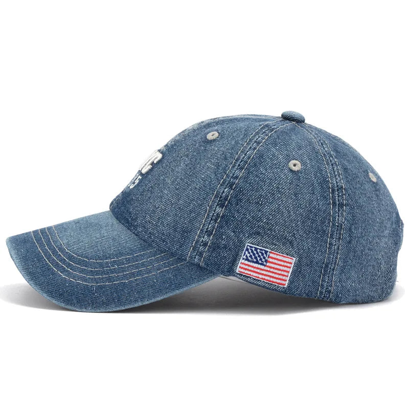2024 Denim Embroidered Baseball Cap – Unisex Snapback Hat for Summer Sports & Streetwear - Image 2