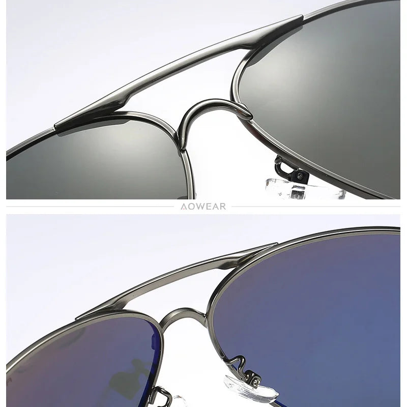 AOWEAR Men's Aviation Sunglasses – Polarized HD Pilot Mirror Shades for Driving - Image 2