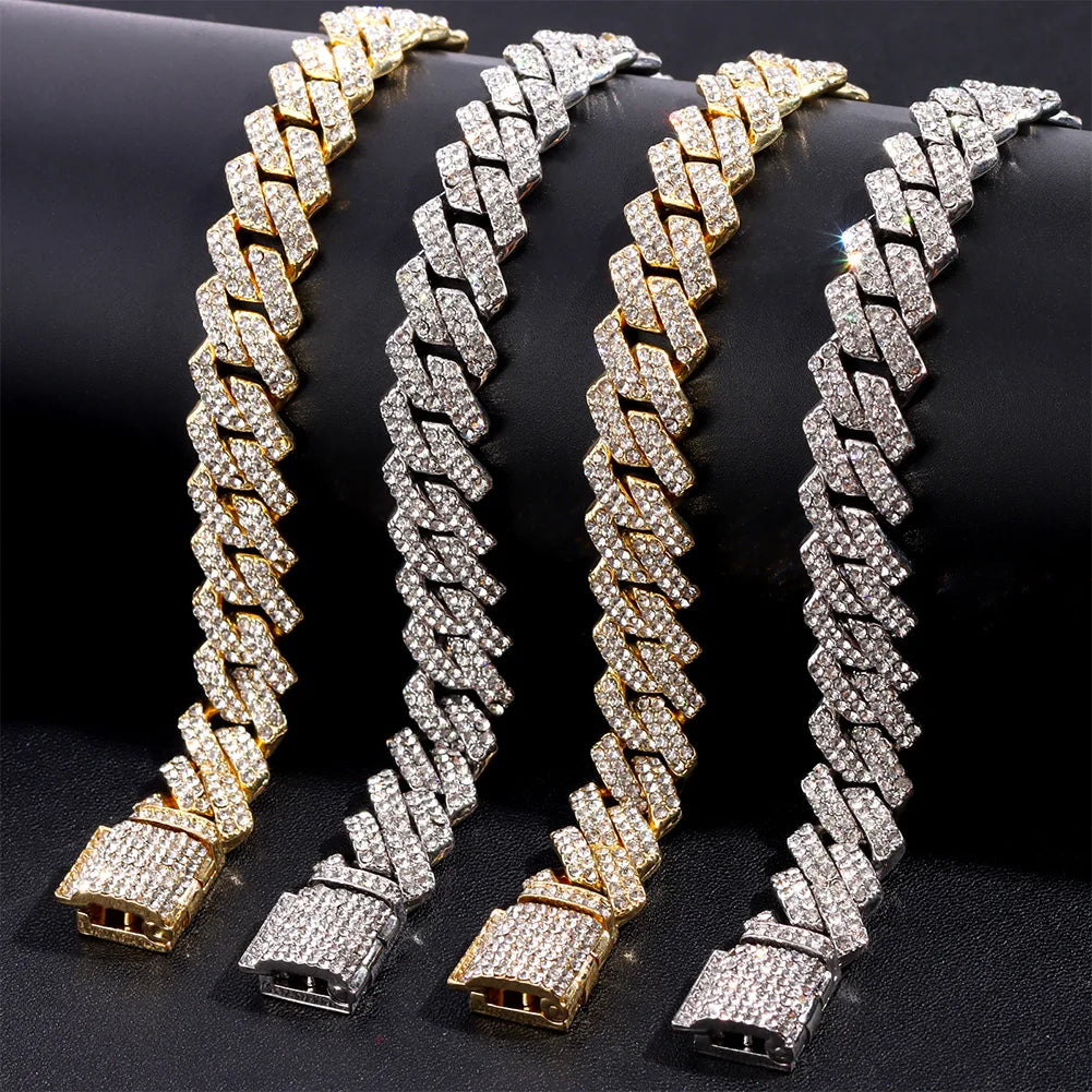 Iced Out Bling AAA Rhinestones Prong Cuban Link Chain - Image 3