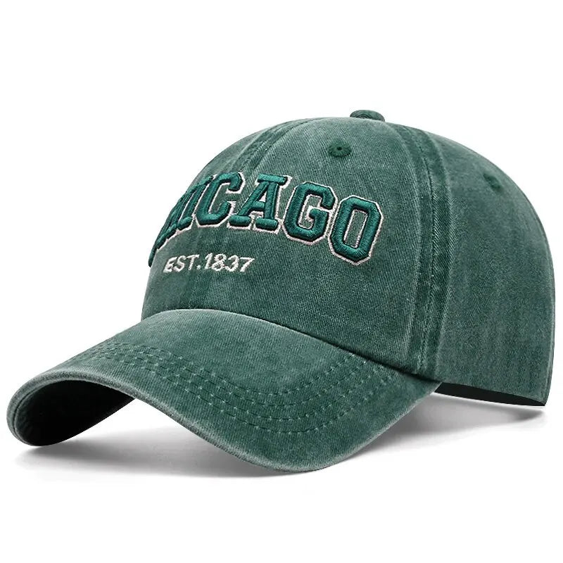 CHICAGO Letter Embroidered Baseball Cap – Unisex Cotton Snapback Hat for Spring & Summer Streetwear - Image 20