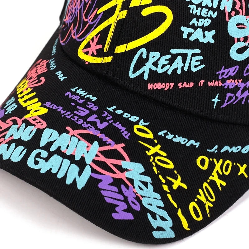 Fashion Graffiti Letter Baseball Cap – Unisex Cotton Snapback Hip Hop Hat for Spring - Image 4