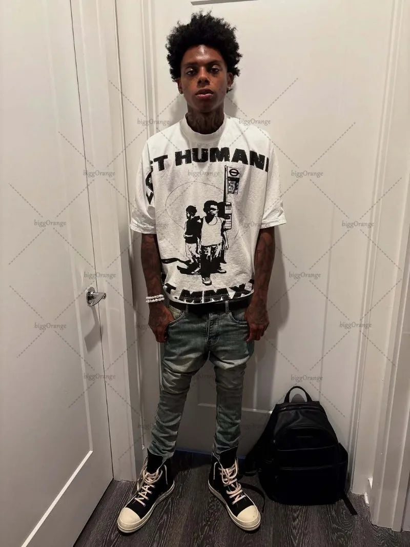 Gothic Harajuku Letter Print T-Shirt – Oversized Hip-Hop Streetwear Tee for Men