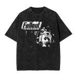 "Join The Vaults" Washed T-Shirt – Fallout Tec-Inspired Oversized Hip Hop Streetwear Tee for Men