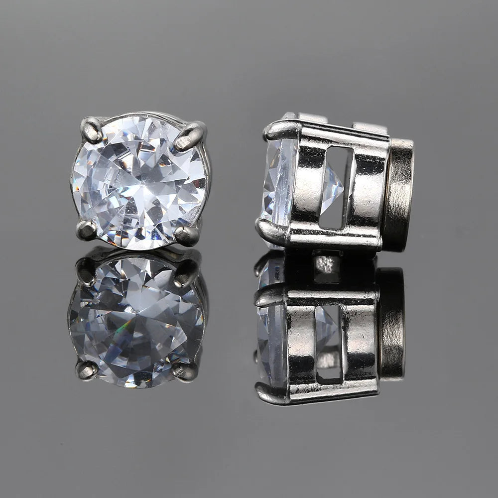 Ice Out Magnetic Fake Earrings – Non-Piercing Hip Hop Rock Jewelry for Men & Women - Image 5