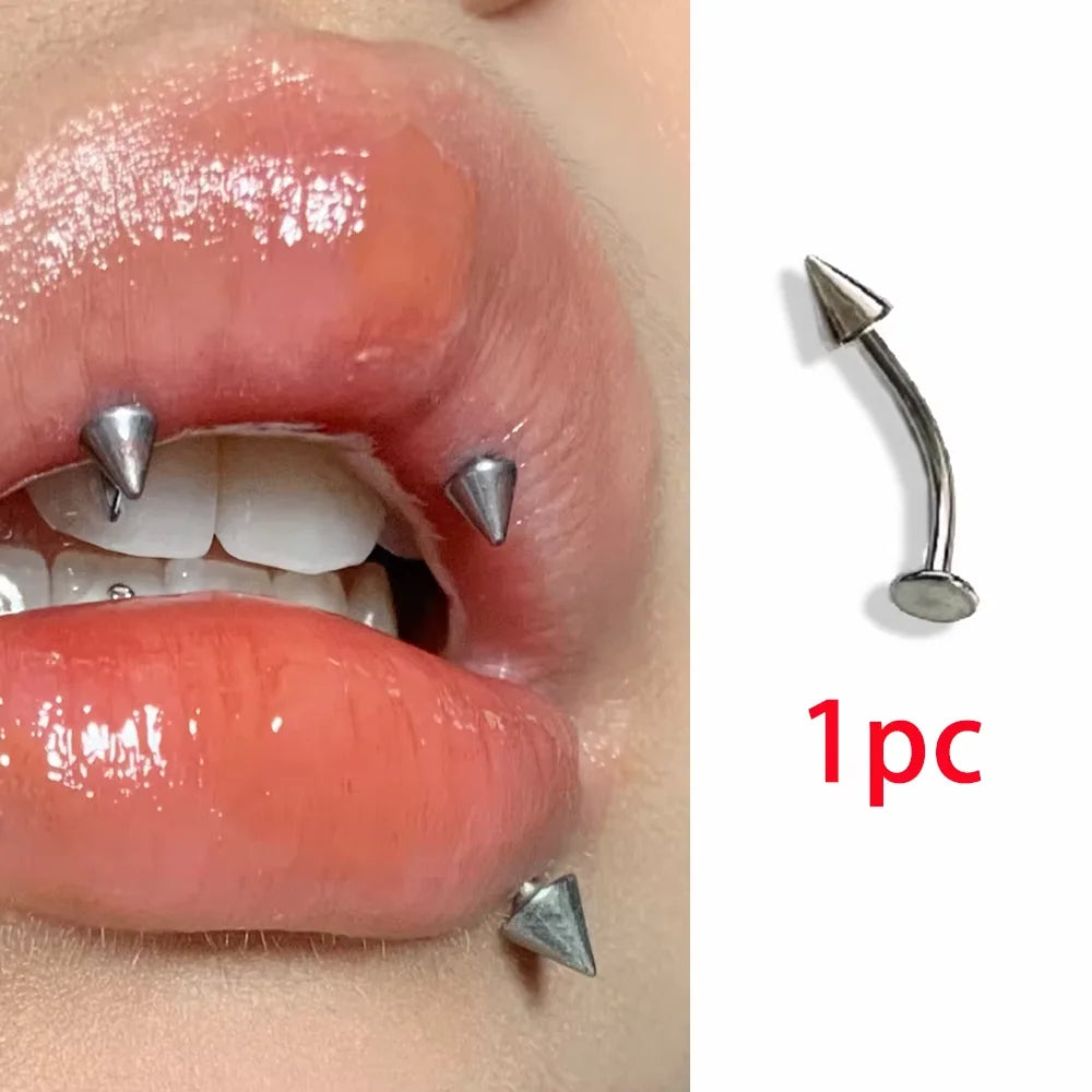 Punk Detachable Lip & Cartilage Stud Earrings – Stainless Steel Chain Body Jewelry - Image 4