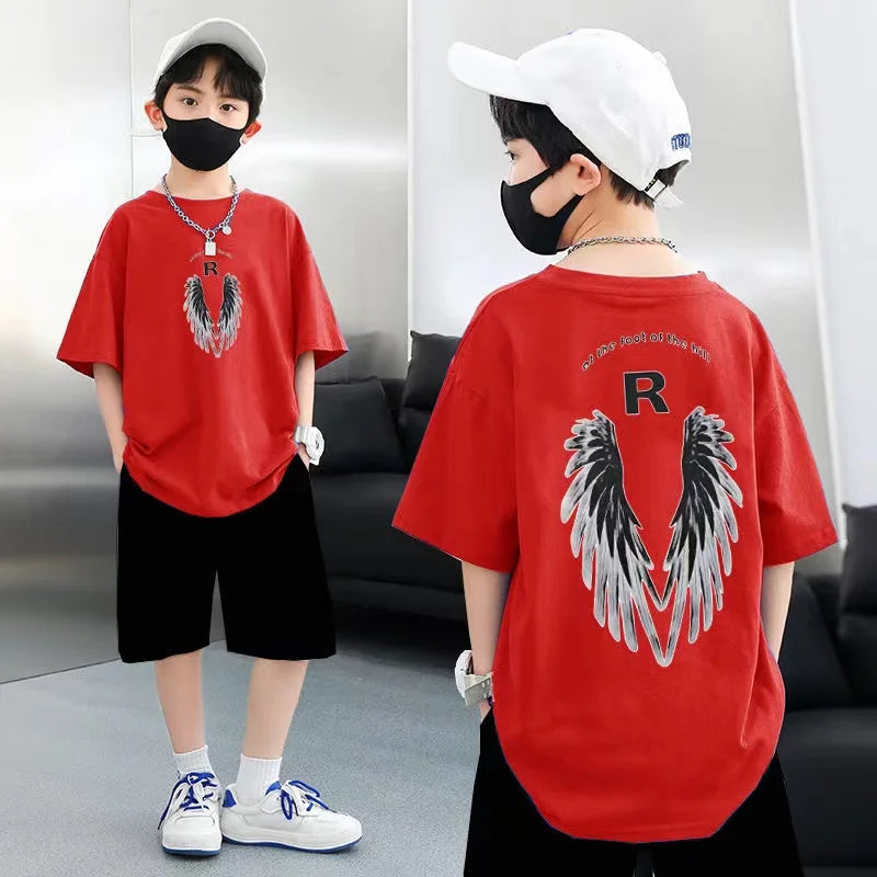 Summer Kid Boys Clothes Set Children Girls Wing Printed Short Sleeve T-Shirts And Shorts 2 Pieces Suit Baby Tracksuits - Image 2