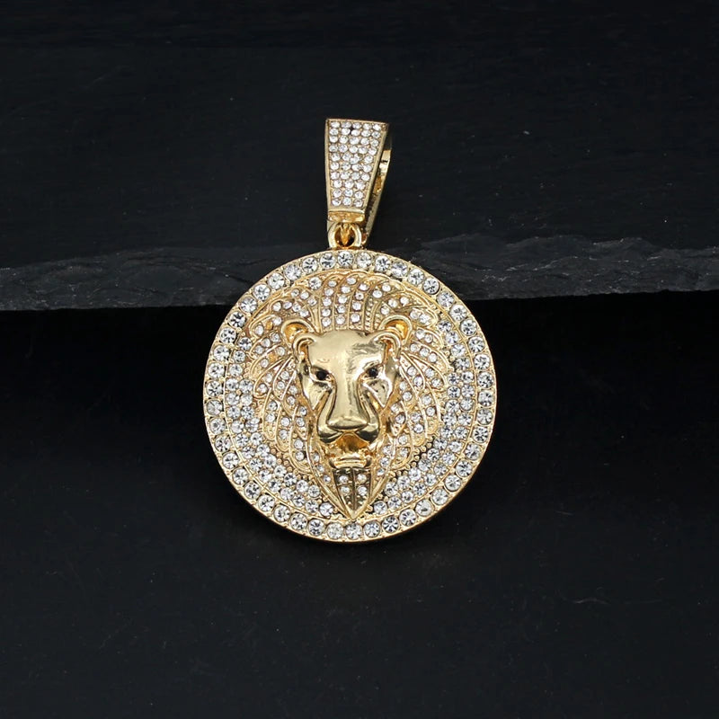 Hip Hop Big Lion Head Pendant Cuban Chain Necklace – Iced Out Rhinestone Jewelry for Men & Women - Image 8