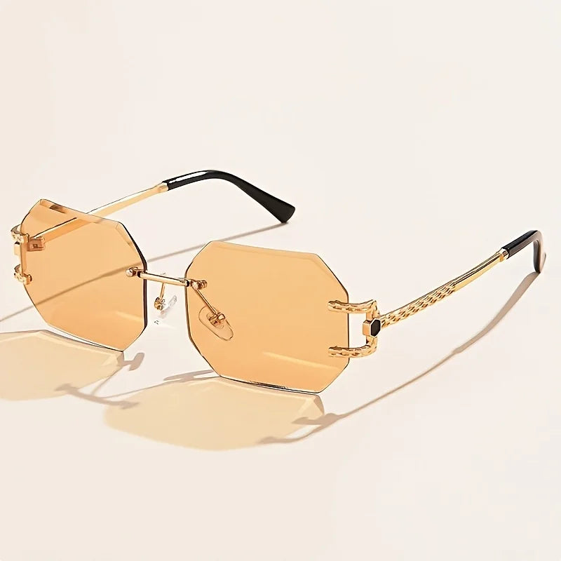 Hip Hop Rimless Geometric Sunglasses – Unisex Street Style Eyewear with Clear Lenses - Image 4