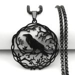 Hollow Crow & Raven Pendant Necklace – Black Stainless Steel Unisex Knight-Inspired Jewelry