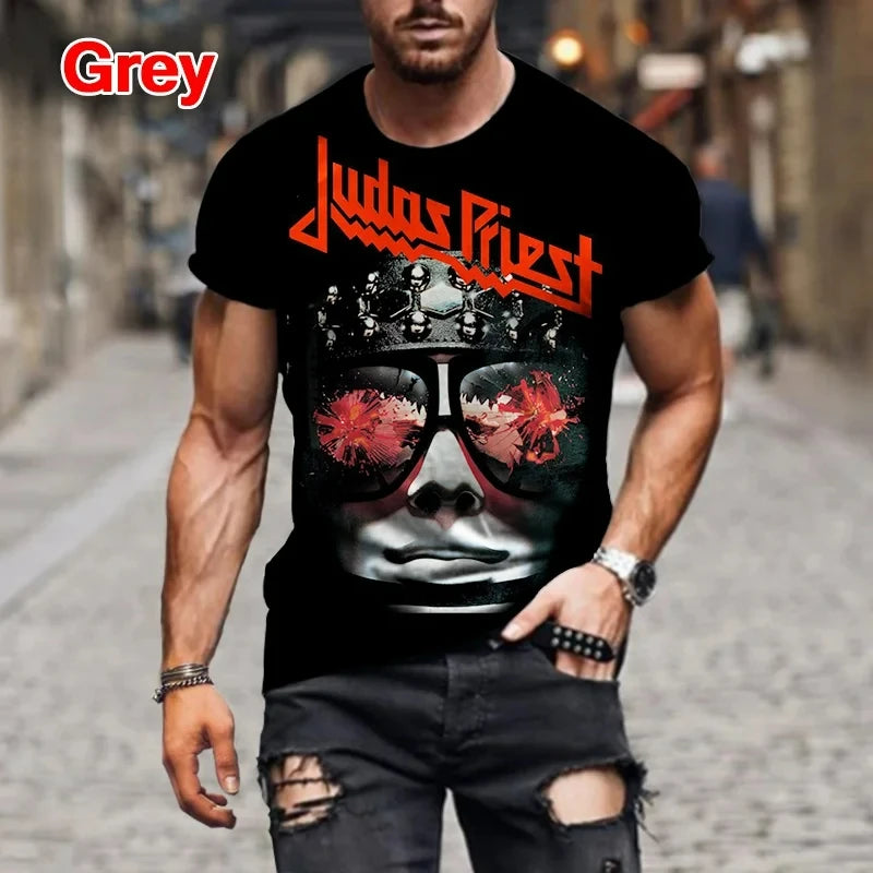 Judas Priest 3D Printed T-Shirt – Unisex Rock Band Streetwear Tee for Summer
