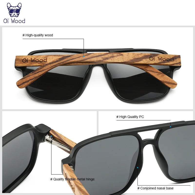 Oi Wood Polarized Sunglasses – Eco-Friendly Wooden Eyewear for Men with UVA & UVB Protection - Image 4