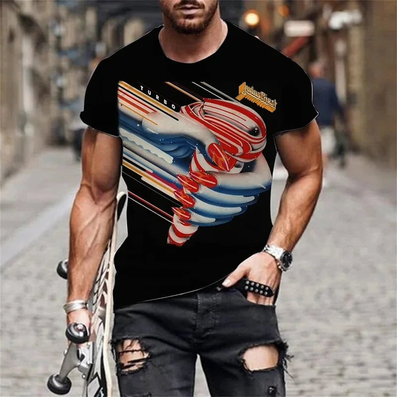 Judas Priest 3D Printed T-Shirt – Unisex Rock Band Streetwear Tee for Summer - Image 9