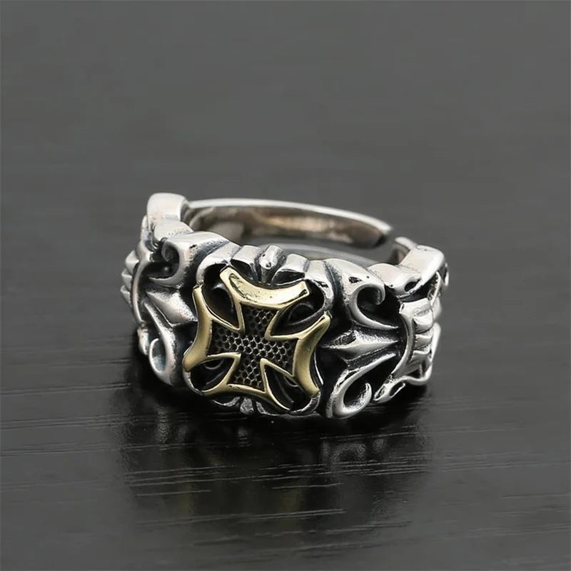Punk Style Adjustable Cross Ring – Retro Gothic Anti-Silver Fashion Jewelry for Men - Image 5