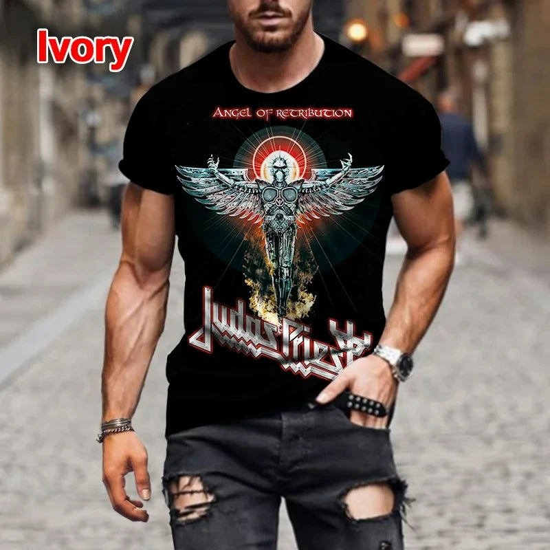 Judas Priest 3D Printed T-Shirt – Unisex Rock Band Streetwear Tee for Summer - Image 7