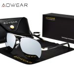 AOWEAR Men's Aviation Sunglasses – Polarized HD Pilot Mirror Shades for Driving