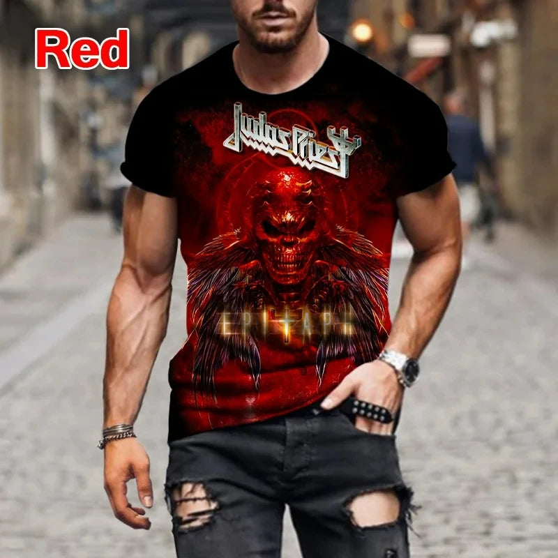 Judas Priest 3D Printed T-Shirt – Unisex Rock Band Streetwear Tee for Summer - Image 3
