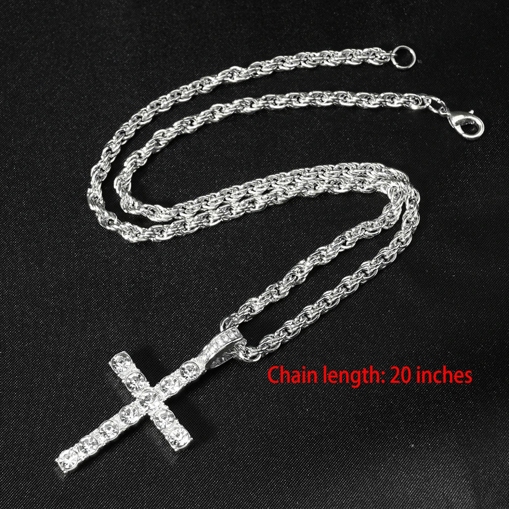 New Iced Out Stacked Crosses Pendant Necklace - Image 9