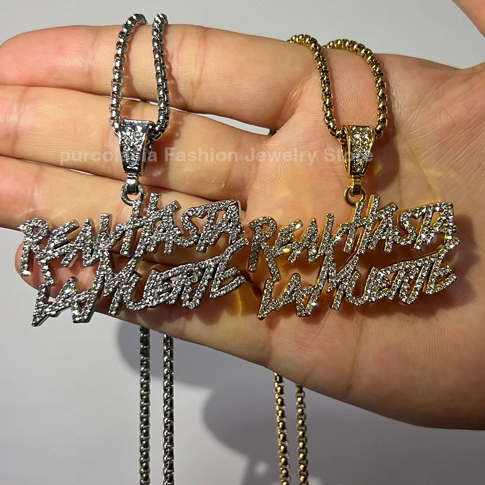 Hip Hop Street Style Real Hasta La Muerte Bling Pendant Necklace - Image 5