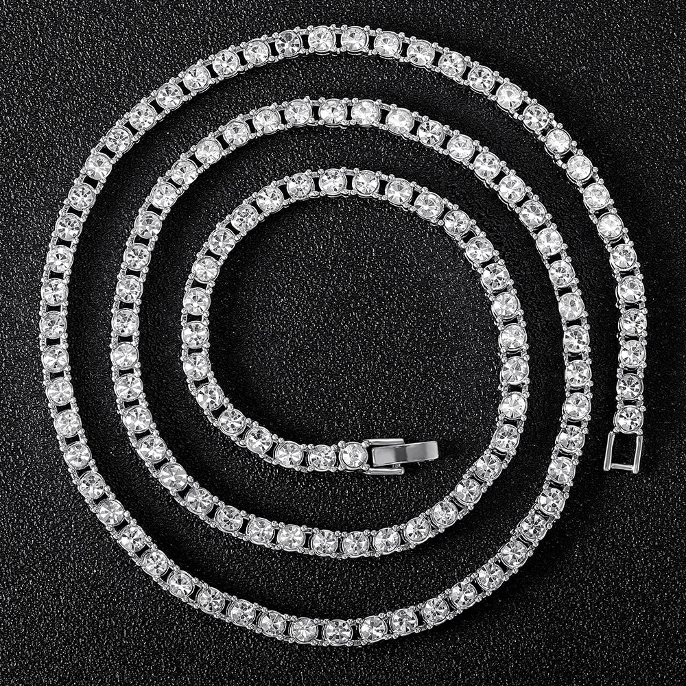 New Classical 4MM Tennis Chain Iced Out Bracelet & Necklace - Image 2