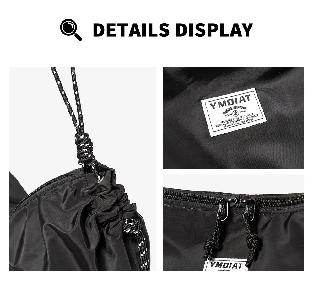 Men's Waterproof Designer Crossbody Bag – Large Travel Drawstring & Zipper School Bag - Image 5