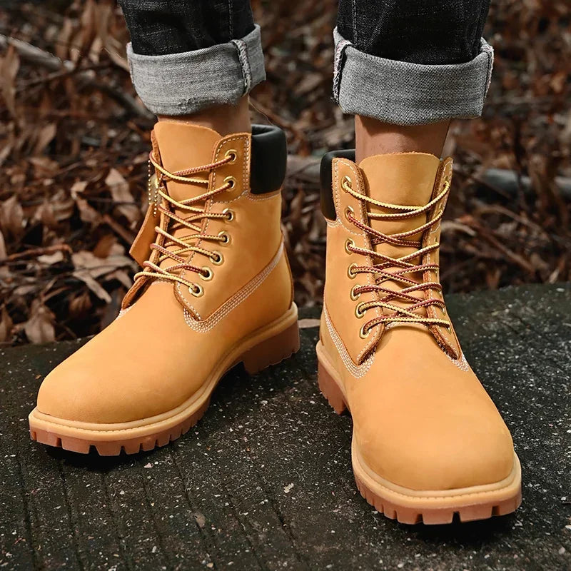 High-Top Leather Ankle Boots – Fashion Outdoor Non-Slip Boots for Men & Women - Image 3