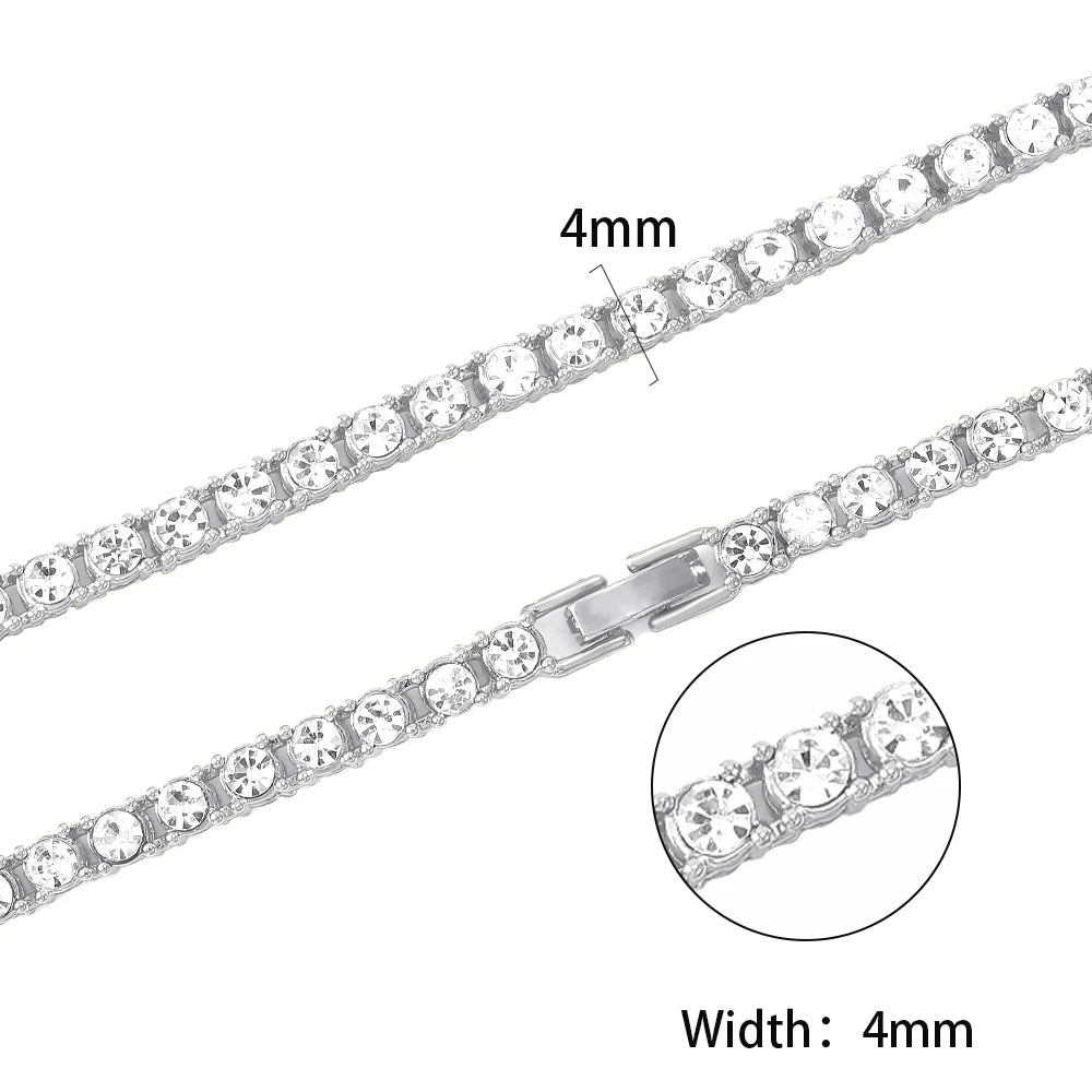 New Classical 4MM Tennis Chain Iced Out Bracelet & Necklace - Image 3