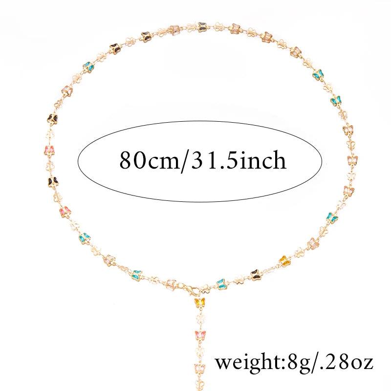 Bohemian Crystal Y-Shaped Tassel Necklace – Vintage Butterfly Chain for Women - Image 5