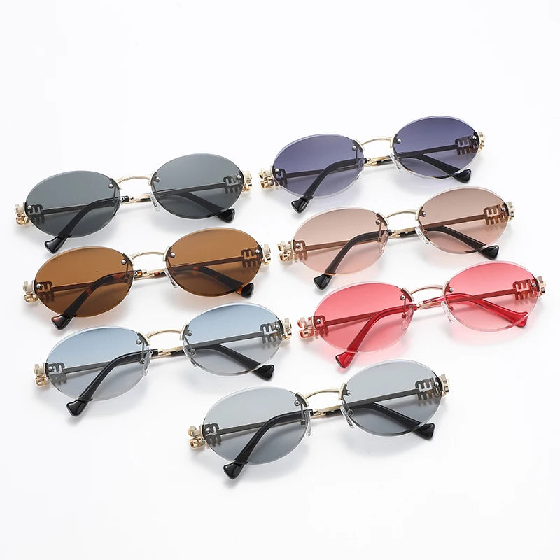 Oval Frameless UV400 Sunglasses – Unisex Summer Eyewear for Travel & Sun Protection - Image 3